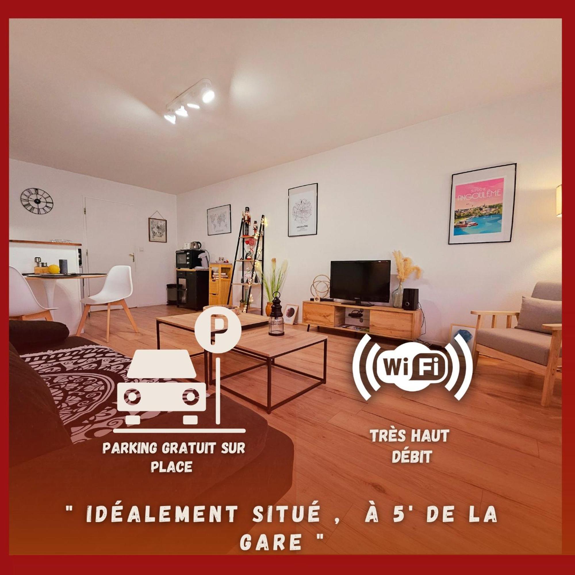 Appartement Cosy Proche Gare - Fibre Optique Et Parking Angouleme Ngoại thất bức ảnh
